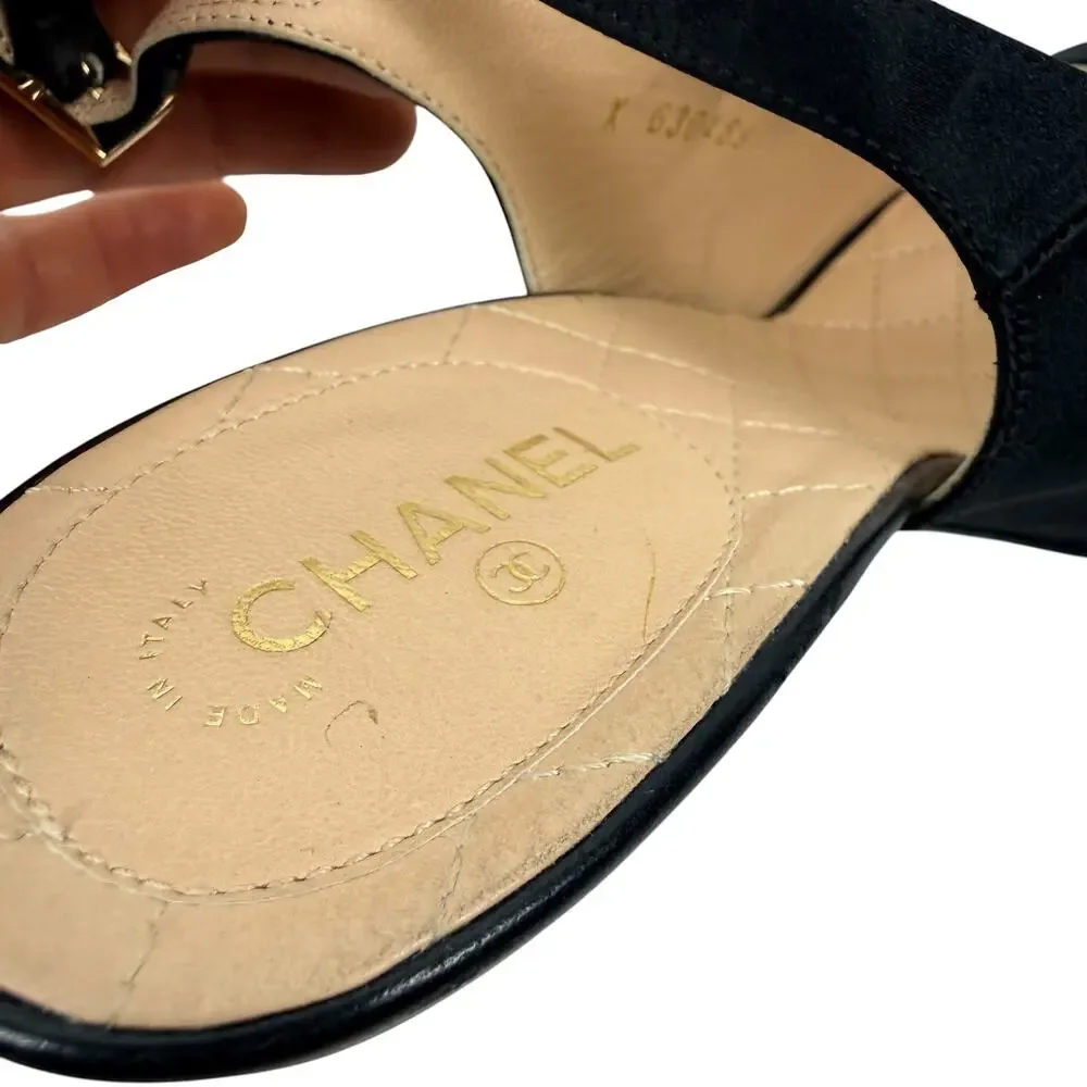 Chanel 2015 CC Logo Runway Lucite Slingback Pumps Black Size 40